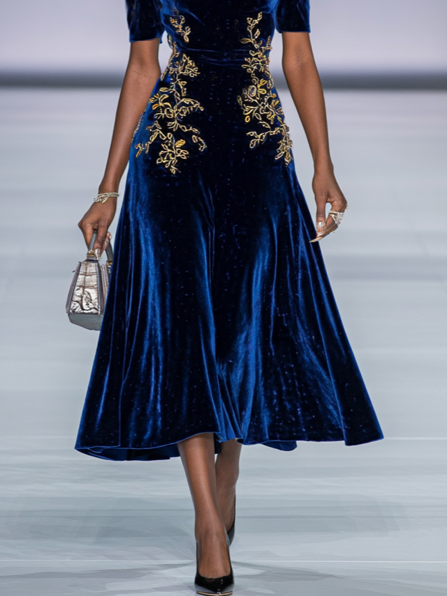 Elegant A-Line Off The Shoulder Half Sleeve Zipper Up Tea-Length Prom Dress